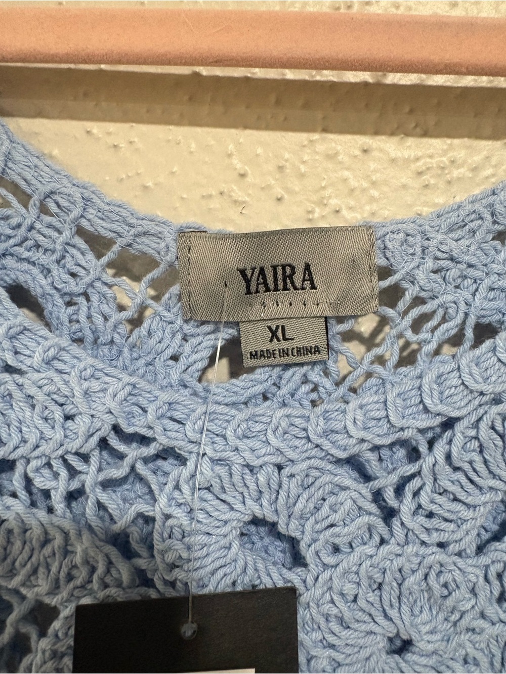 Yaira Blue Crochet Floral Tank Top XL Boho Beach Festival Sleeveless - Picture 3 of 3